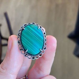 Vintage malachite sterling silver ring✨
